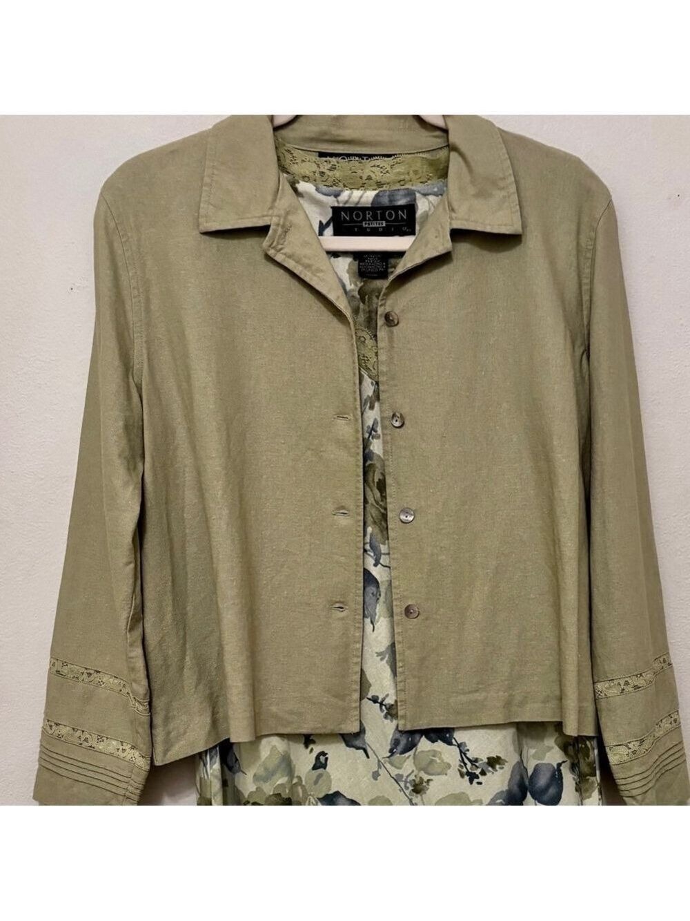 Norton Vintage Green Floral Sleeveless Petites Dress - Picture 6 of 8
